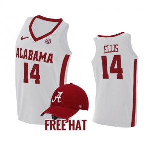 Men's Alabama Crimson Tide #14 Keon Ellis White Free Hat College Basketball Jersey 239379-979