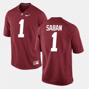 Men's Alabama Crimson Tide #1 Nick Saban Crimson Alumni Football Game Jersey 657691-280