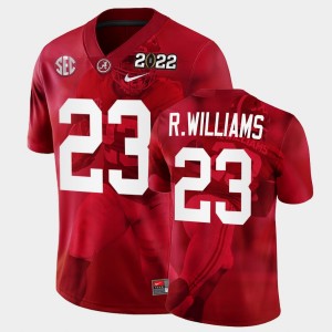 Men's Alabama Crimson Tide #23 Roydell Williams Crimson White 2022 National Championship Decisive Highlights College Football Jersey 857082-641