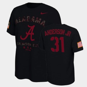 Men's Alabama Crimson Tide #31 Will Anderson Jr. Black Veterans Day 2021 America Flag College Football T-Shirt 503455-729