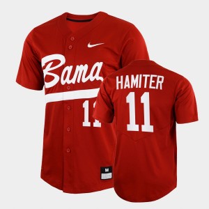 Men's Alabama Crimson Tide #11 William Hamiter Crimson 2022 Full-Button College Baseball Jersey 203270-926