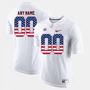 Men's Alabama Crimson Tide #00 Custom White US Flag Fashion Jersey 564132-685