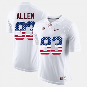 Men's Alabama Crimson Tide #93 Jonathan Allen White US Flag Fashion Jersey 240174-788