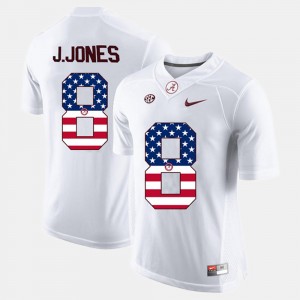 Men's Alabama Crimson Tide #8 Julio Jones White US Flag Fashion Jersey 259093-150
