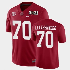 Men's Alabama Crimson Tide #70 Alex Leatherwood Crimson Playoff Game 2021 National Championship Jersey 419601-772
