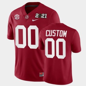 Men's Alabama Crimson Tide #00 Custom Crimson Playoff Game 2021 National Championship Jersey 641102-440