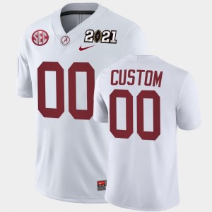 Men's Alabama Crimson Tide #00 Custom White Playoff Game 2021 National Championship Jersey 497219-559