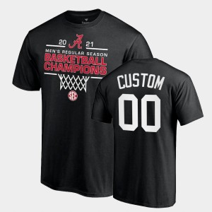 Men's Alabama Crimson Tide #00 Custom Black 2021 SEC Men's Basketball Regular Season Champions T-Shirt 661828-453