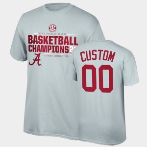 Men's Alabama Crimson Tide #00 Custom Gray Top of the World 2021 SEC Men's Basketball Regular Season Champions T-Shirt 138459-377