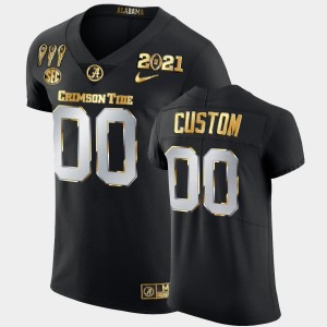 Men's Alabama Crimson Tide #00 Custom Black Golden Limited 3X CFP National Championship Jersey 335856-151