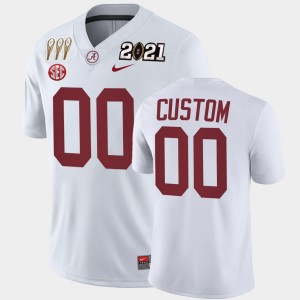 Men's Alabama Crimson Tide #00 Custom White Winner 3X CFP National Championship Jersey 555206-880