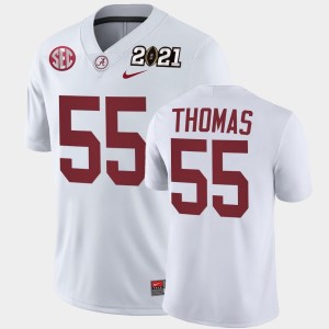 Men's Alabama Crimson Tide #55 Derrick Thomas White Playoff Game 2021 National Championship Jersey 606680-496