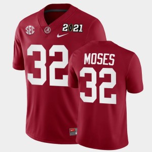 Men's Alabama Crimson Tide #32 Dylan Moses Crimson Playoff Game 2021 National Championship Jersey 881988-998