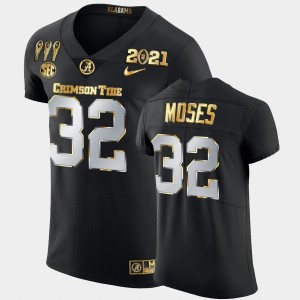 Men's Alabama Crimson Tide #32 Dylan Moses Black Golden Limited 3X CFP National Championship Jersey 674526-974