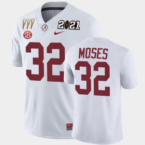 Men's Alabama Crimson Tide #32 Dylan Moses White Winner 3X CFP National Championship Jersey 378024-305