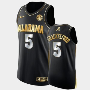 Men's Alabama Crimson Tide #5 Jaden Shackelford Black Golden Authentic College Basketball Jersey 750886-288