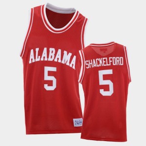 Men's Alabama Crimson Tide #5 Jaden Shackelford Red 2021 College Basketball Throwback Jersey 171130-713