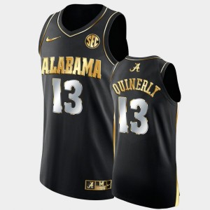 Men's Alabama Crimson Tide #13 Jahvon Quinerly Black Golden Authentic College Basketball Jersey 626300-175