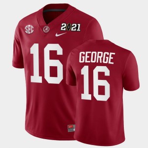 Men's Alabama Crimson Tide #16 Jayden George Crimson Playoff Game 2021 National Championship Jersey 691701-388