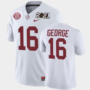 Men's Alabama Crimson Tide #16 Jayden George White Playoff Game 2021 National Championship Jersey 482361-484