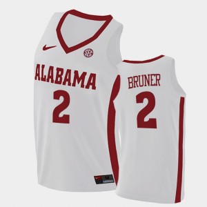Men's Alabama Crimson Tide #2 Jordan Bruner White 2021 College Basketball Replica Jersey 445548-917