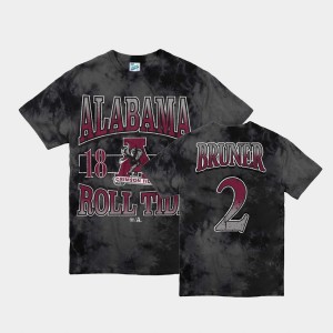 Men's Alabama Crimson Tide #2 Jordan Bruner Black Retro Tie-Dye Vintage Tubular T-Shirt 556197-498