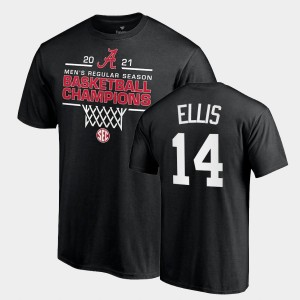 Men's Alabama Crimson Tide #14 Keon Ellis Black 2021 SEC Men's Basketball Regular Season Champions T-Shirt 595750-482