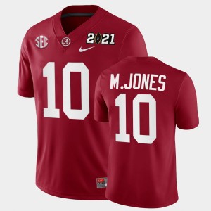 Men's Alabama Crimson Tide #10 Mac Jones Crimson Playoff Game 2021 National Championship Jersey 704425-966