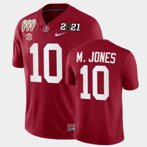Men's Alabama Crimson Tide #10 Mac Jones Crimson Winner 3X CFP National Championship Jersey 196645-110