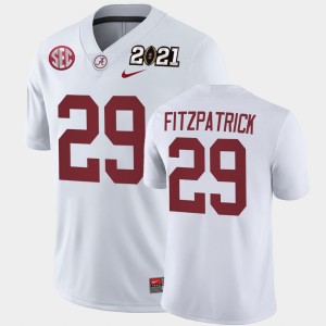 Men's Alabama Crimson Tide #29 Minkah Fitzpatrick White Playoff Game 2021 National Championship Jersey 356632-708