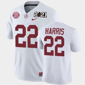 Men's Alabama Crimson Tide #22 Najee Harris White Playoff Game 2021 National Championship Jersey 437499-334
