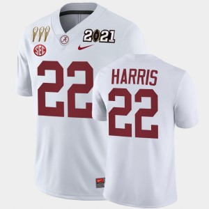 Men's Alabama Crimson Tide #22 Najee Harris White Winner 3X CFP National Championship Jersey 880193-451