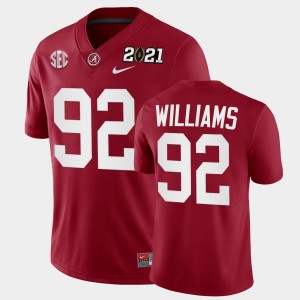 Men's Alabama Crimson Tide #92 Quinnen Williams Crimson Playoff Game 2021 National Championship Jersey 111805-974