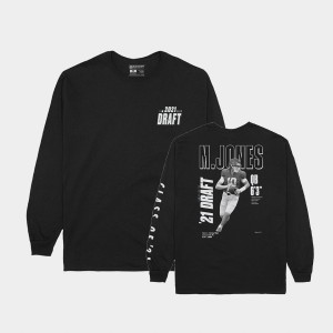 Men's Alabama Crimson Tide Mac Jones Black Player Graphic Long Sleeve 2021 NFL Draft T-Shirt 426429-963
