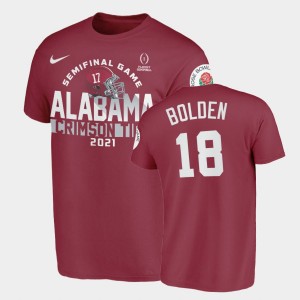 Men's Alabama Crimson Tide #18 Slade Bolden Crimson 2021 Rose Bowl T-Shirt 993005-443