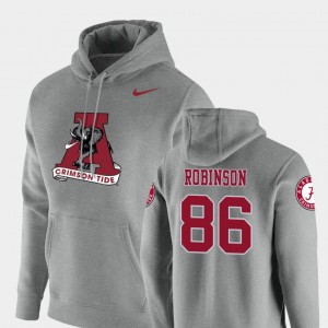 Men's Alabama Crimson Tide #86 A'Shawn Robinson Heathered Gray Pullover Vault Logo Club Hoodie 777746-574