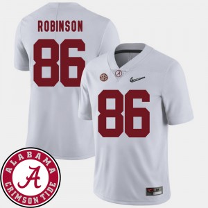 Men's Alabama Crimson Tide #86 A'Shawn Robinson White 2018 SEC Patch College Football Jersey 633588-749