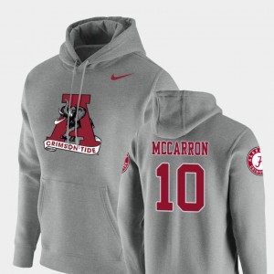 Men's Alabama Crimson Tide #10 AJ McCarron Heathered Gray Pullover Vault Logo Club Hoodie 394468-474
