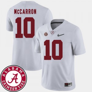 Men's Alabama Crimson Tide #10 AJ McCarron White 2018 SEC Patch College Football Jersey 448649-411