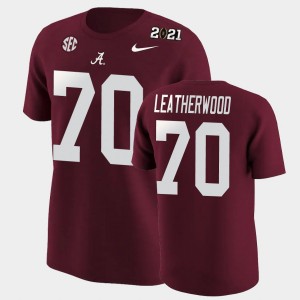 Men's Alabama Crimson Tide #70 Alex Leatherwood Crimson 2020 National Champions T-Shirt 565185-601
