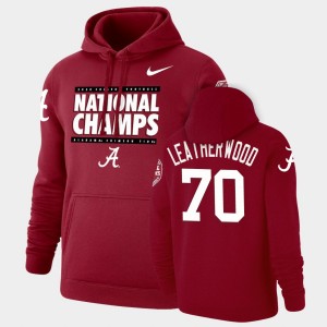 Men's Alabama Crimson Tide #70 Alex Leatherwood Crimson Pullover 2020 National Champions Hoodie 506834-947