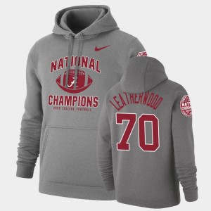 Men's Alabama Crimson Tide #70 Alex Leatherwood Heathered Gray Retro Pullover 2020 National Champions Hoodie 985809-540