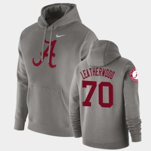 Men's Alabama Crimson Tide #70 Alex Leatherwood Heathered Gray Fleece Pullover Vault Logo Club Hoodie 127695-411