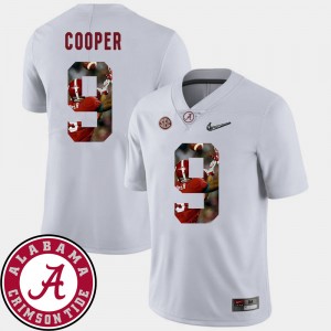 Men's Alabama Crimson Tide #9 Amari Cooper White Football Pictorial Fashion Jersey 387174-984