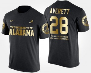 Men's Alabama Crimson Tide #28 Anthony Averett Black Short Sleeve With Message Gold Limited T-Shirt 496432-432