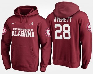 Men's Alabama Crimson Tide #28 Anthony Averett Crimson Name and Number Hoodie 239431-441