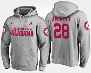Men's Alabama Crimson Tide #28 Anthony Averett Gray Name and Number Hoodie 822291-540