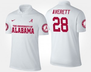 Men's Alabama Crimson Tide #28 Anthony Averett White Name and Number Polo 411999-633