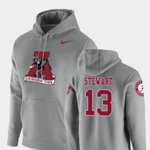 Men's Alabama Crimson Tide #13 ArDarius Stewart Heathered Gray Pullover Vault Logo Club Hoodie 555941-821