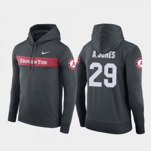 Men's Alabama Crimson Tide #29 Austin Jones Anthracite Football Performance Sideline Seismic Hoodie 417456-862
